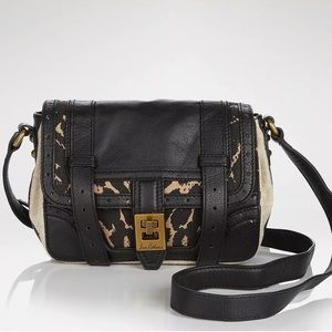 Sam Edelman Leopard Print Canvas and Black Leather Cecile Cross Body Bag 🐆